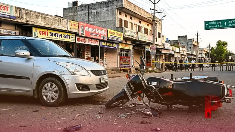 आबूरोड में भीषण सड़क हादसा: कार से टकराई बेकाबू बाइक, हवा में उछले दो युवक; रोंगटे खड़े कर देने वाला CCTV फुटेज आया सामने