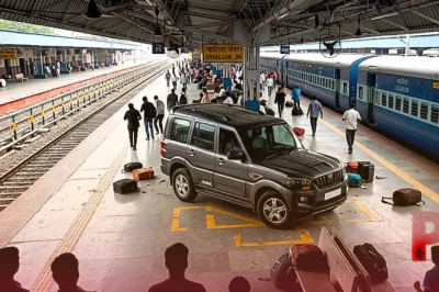ग्वालियर रेलवे स्टेशन के प्लेटफॉर्म पर दौड़ गई तेज रफ्तार स्कॉर्पियो, यात्रियों में मची अफरातफरी