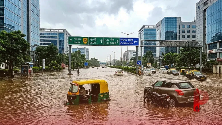 गुरुग्राम में 5 घंटे की आफत वाली बारिश: सड़कें बनीं तालाब, पुलिस ने निजी कंपनियों से की अपने कर्मचारियों को WFH देने की अपील