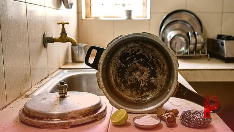 प्रेशर कुकर के अंदर जमा जिद्दी काले दाग को हटाने का असरदार घरेलू नुस्खा
