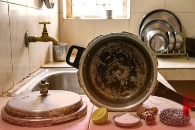 प्रेशर कुकर के अंदर जमा जिद्दी काले दाग को हटाने का असरदार घरेलू नुस्खा