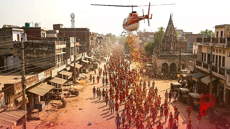 उत्तर प्रदेश: हापुड़ में कांवड़ यात्रा पर हेलीकॉप्टर से हुई फूलों की बारिश, प्रशासन ने ली सुरक्षा व्यवस्था की जानकारी
