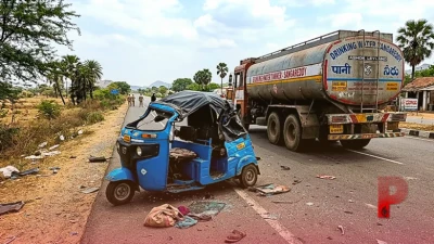 तेलंगाना के संगारेड्डी में भीषण सड़क हादसा, टैंकर ने ऑटो को कुचला, 5 मजदूरों की मौत