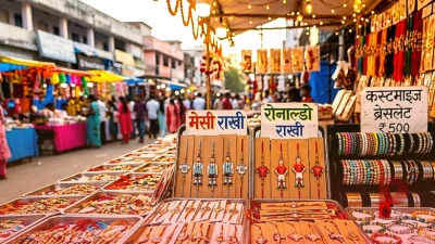 रांची में रक्षाबंधन की रौनक: बाजारों में सजीं मेसी और रोनाल्डो की राखियां, 500 रुपये में बनवाएं कस्टमाइज ब्रेसलेट