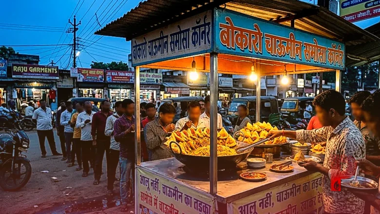 समोसे में आलू की जगह चाऊमीन का तड़का, बोकारो के इस स्टॉल पर उमड़ रही है खाने वालों की भीड़