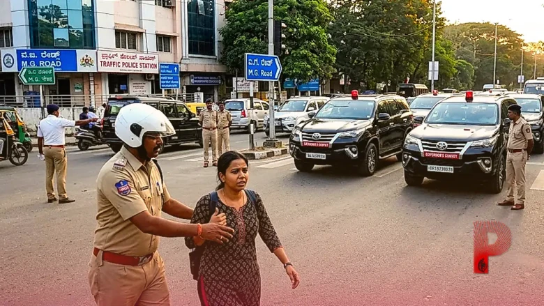 बेंगलुरु ट्रैफिक पुलिस की मुस्तैदी से बची महिला की जान, गवर्नर के काफिले के दौरान पेश आई घटना