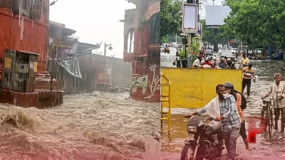 मथुरा में मानसून की पहली बौछार ने खोली नगर निगम की पोल, जलभराव से डूबे शहर के कई प्रमुख मार्ग