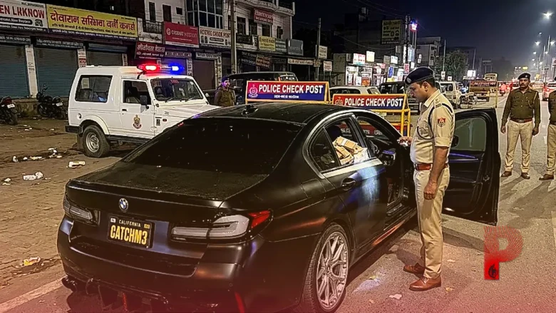 लखनऊ में पुलिस की बड़ी कार्रवाई: चेकिंग के दौरान लग्जरी बीएमडब्ल्यू कार से बरामद हुए 26 लाख रुपये