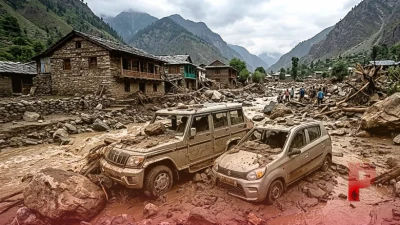 हिमाचल प्रदेश: किन्नौर में भारी तबाही, चोलिंग नाले में अचानक बाढ़ से दो गाड़ियां दबीं