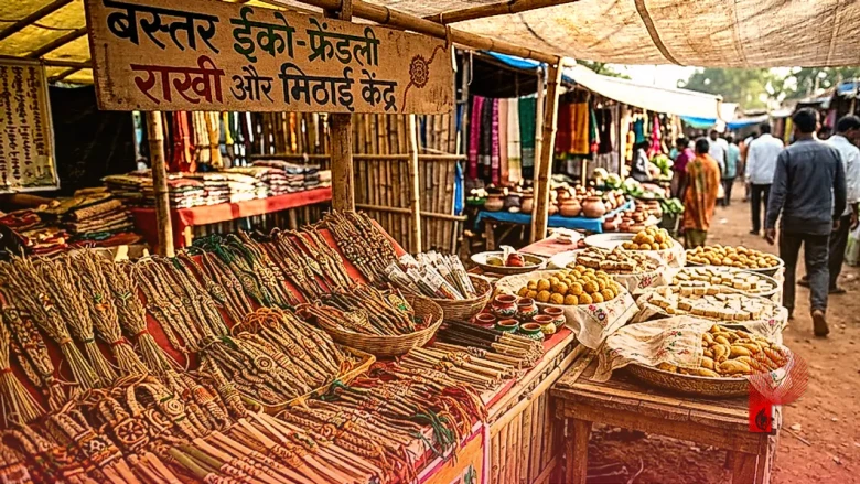 बस्तर की महिलाओं का कमाल: धान और बांस से बनी इको-फ्रेंडली राखियों की धूम, मिठाई बेचकर भी कमा रहीं मुनाफा