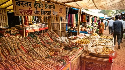 बस्तर की महिलाओं का कमाल: धान और बांस से बनी इको-फ्रेंडली राखियों की धूम, मिठाई बेचकर भी कमा रहीं मुनाफा