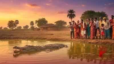 छतरपुर: धमना गांव के तालाब में 20 दिन से डेरा जमाए बैठा है 6 फीट का मगरमच्छ, ग्रामीणों में खौफ का माहौल
