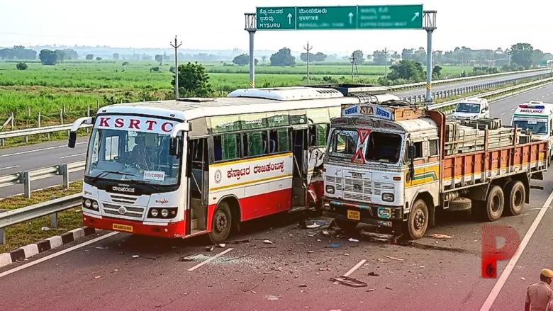 मैसूरु-बेंगलुरु एक्सप्रेसवे पर भीषण सड़क हादसा, यात्रियों से भरी बस ट्रक से टकराई, 9 लोग हुए घायल