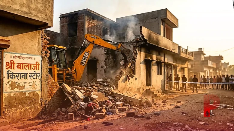 अशोकनगर: बालाजी मंदिर में तोड़फोड़ के बाद बवाल, भीड़ ने आरोपी का घर फूंका और प्रशासन ने चलाया बुलडोजर