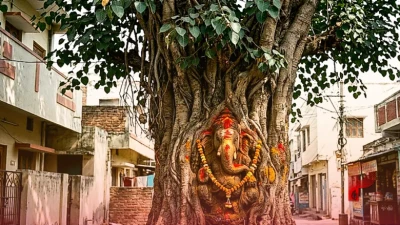 हैदराबाद के जियागुड़ा में पीपल के पेड़ पर उभरी भगवान गणेश की आकृति, आस्था और विज्ञान के बीच छिड़ी चर्चा