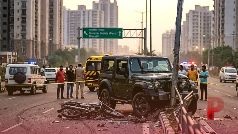 ग्रेटर नोएडा वेस्ट में बेकाबू थार का तांडव, भीषण सड़क हादसे में पति की मौत, पत्नी जिंदगी और मौत से लड़ रही