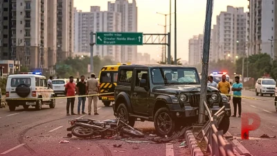 ग्रेटर नोएडा वेस्ट में बेकाबू थार का तांडव, भीषण सड़क हादसे में पति की मौत, पत्नी जिंदगी और मौत से लड़ रही