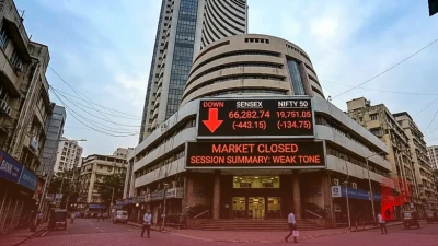 भारतीय शेयर बाजार में सुस्ती का दौर, सेंसेक्स और निफ्टी लाल निशान के साथ हुए बंद