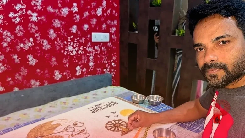 गांधी जयंती: रंगों की जगह अनाज से बनाई बापू की अद्भुत तस्वीर, उज्जैन के परिवार का अनूठा संदेश