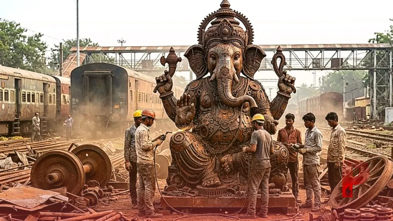रेलवे के कबाड़ से तैयार हो रही अद्भुत कलाकृतियां, पुराने लोहे से बनी भगवान गणेश की भव्य प्रतिमा