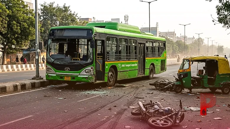 दिल्ली में DTC बस का तांडव: अनियंत्रित बस ने कई वाहनों को कुचला, एक की दर्दनाक मौत और 4 जख्मी
