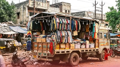 जमशेदपुर में यूपी के लोगों का अनोखा जुगाड़: ट्रक में सजाया कपड़ों का शोरूम, जमकर हो रही बिक्री